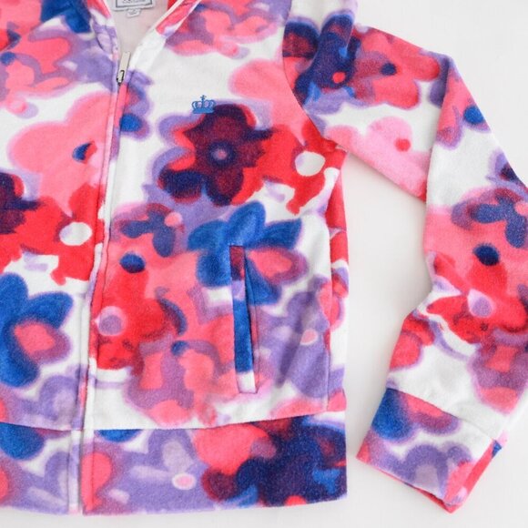 Juicy Couture All Over Floral Zip Up TerryCloth Mockneck Jacket Sweater Small - Picture 6 of 10